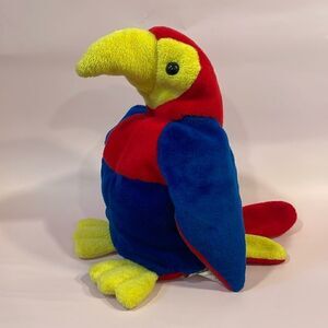 Vintage 1997 Ganz Pirate Parrot CH1862 Red, Blue and Yellow Good Used Condition